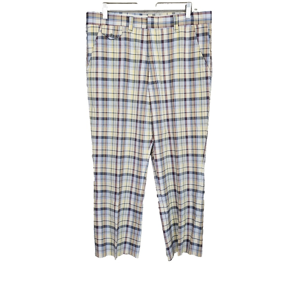Vintage 60s 70s Farah Mens 34x25 Plaid Trousers Pants Cropped Ska Punk Oi
